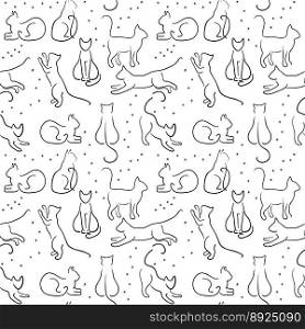 Seamless background with cat silhouette vector image