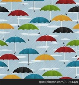 Seamless background with colored umbrellas
