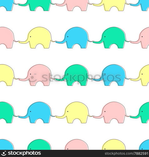 Seamless background with cute elephants in pastel colors