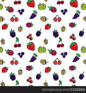 Seamless background with different berries. Background with berries of different colors on a white background. Bright berry pattern.. Seamless background with different berries. Bright berry pattern.