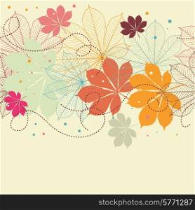 Seamless background with falling autumn leaves in a retro style.. Seamless background with autumn leaves.