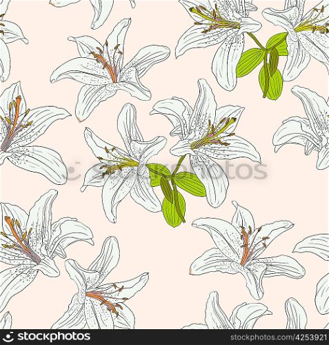 Seamless background with flower lily. Could be used as seamless wallpaper, textile, wrapping paper or background
