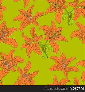Seamless background with flower lily. Could be used as seamless wallpaper, textile, wrapping paper or background