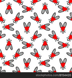 Seamless background with heart-shaped flies. Vector illustration. Seamless pattern with flies. Vector illustration