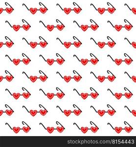 Seamless background with heart-shaped glasses. Pattern for Valentines Day. Vector illustration. Seamless background with heart-shaped glasses