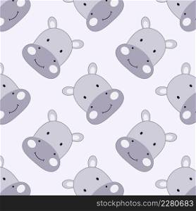 Seamless background with hippo. Wallpaper for printing on fabric and sewing children clothing.