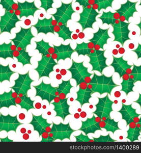 Seamless background with holly berries. Celebration christmas pattern. Vector illustration for textile or book covers, manufacturing, wallpapers, print, gift wrap and scrapbooking.. Seamless background with holly berries. Celebration christmas pattern. Vector illustration.