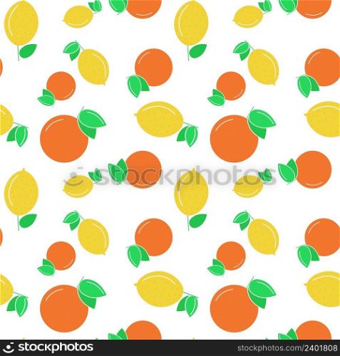 Seamless background with lemons and oranges. Vector. Repeating pattern citrus fruits. Template for fabric, paper, design 