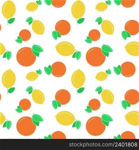 Seamless background with lemons and oranges. Vector. Repeating pattern citrus fruits. Template for fabric, paper, design 