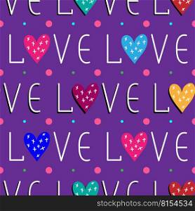 Seamless background with Love and Hearts. Valentine pattern. Vector illustration. Seamless background with Love and Hearts