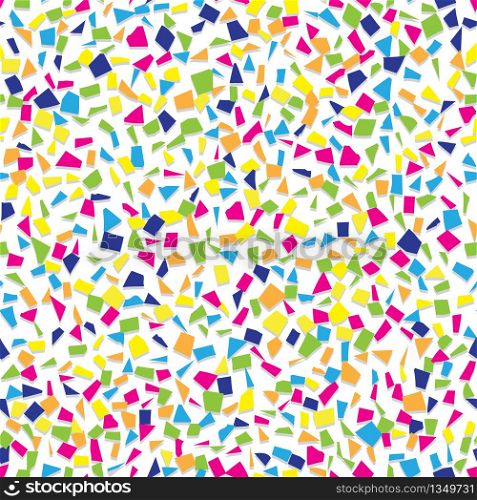 Seamless background with many colorfull tiny pieces confetti on white background. Vector illustration. Seamless background with many colorfull tiny pieces confetti