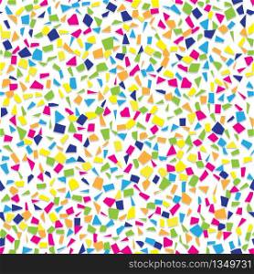 Seamless background with many colorfull tiny pieces confetti on white background. Vector illustration. Seamless background with many colorfull tiny pieces confetti