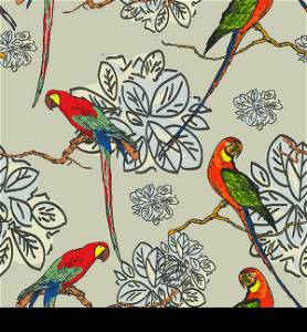 seamless background with parrots