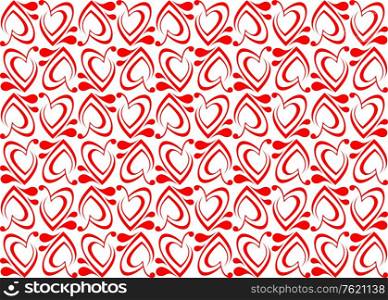 Seamless background with red hearts for wedding or romance design