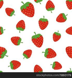 Seamless background with red strawberries. Cute vector strawberry pattern.
