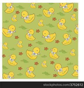 seamless background with rubber duck, vector illustration