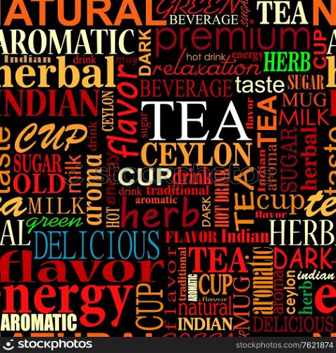 Seamless background with tea tags for food and beverage design