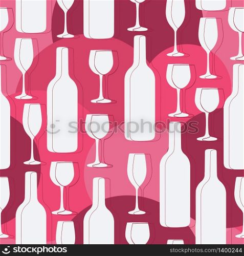 Seamless background with wine bottles and glasses. Winery bright colors pattern for web, poster, textile, print and other design. Seamless background with wine bottles and glasses. Bright colors pattern for web, poster, textile, print and other design
