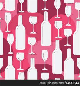 Seamless background with wine bottles and glasses. Winery bright colors pattern for web, poster, textile, print and other design. Seamless background with wine bottles and glasses. Bright colors pattern for web, poster, textile, print and other design