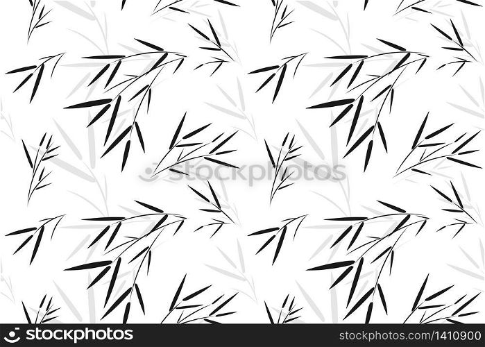 Seamless bamboo leaf pattern background, Vector bamboo forest with branch, Hand drawn decorative element, Seamless backgrounds and wallpapers for fabric, packaging, Decorative print, Textile
