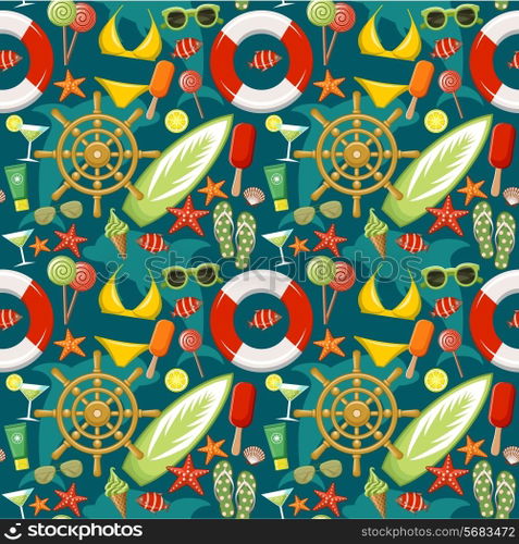 Seamless beach pattern. vector