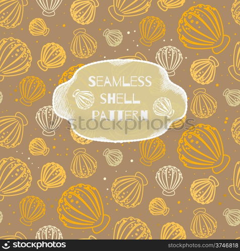 Seamless beach vector pattern with shells. Seamless shell vector pattern