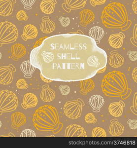Seamless beach vector pattern with shells. Seamless shell vector pattern