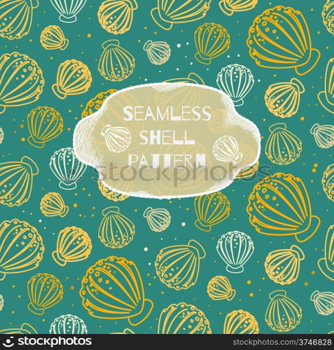 Seamless beachl vector pattern with shells. Seamless shell vector pattern