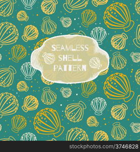 Seamless beachl vector pattern with shells. Seamless shell vector pattern