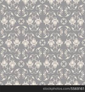 Seamless beige on grey baroque pattern vector illustration
