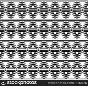 Seamless black and white ethnic pattern with triangles. Vector Bohno texture for wrapping paper, wallpaper and your design. Seamless black and white ethnic pattern with triangles.