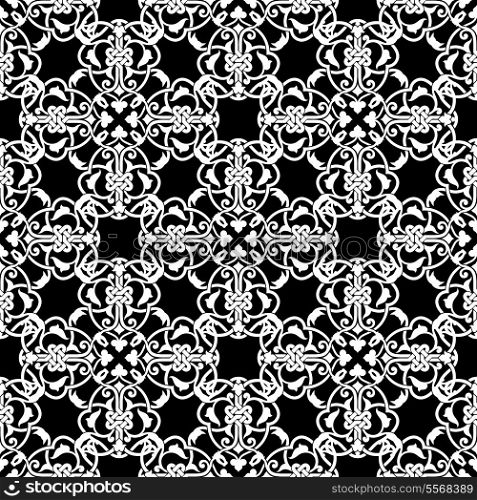 Seamless black and white pattern in arabic or muslim style vector illustration