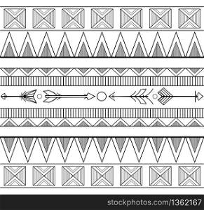 Seamless black and white tribal texture with arrows. Vector background for your design. Seamless black and white tribal texture with arrows. Vector back