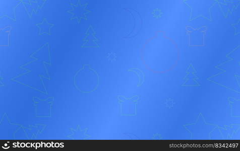 Seamless blue background with a silhouette of Christmas items. Background new year