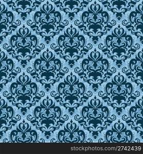 Seamless blue decorative background pattern design. Black floral background