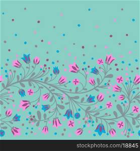 Seamless border of flowering branches. Vector illustration.