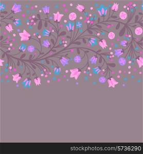 Seamless border of flowering branches. Vector illustration.