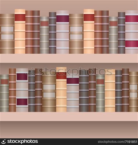 Seamless border of shelf with old books.Realistic books in row separately from the background. Seamless border of shelf with old books.Realistic books in row s