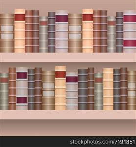 Seamless border of shelf with old books.Realistic books in row separately from the background. Seamless border of shelf with old books.Realistic books in row s