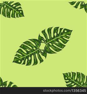 seamless bright artistic tropical pattern with monstera. modern colorful tropics background allover print