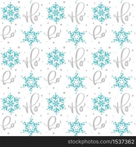 Seamless calligraphic christmas vector pattern with text ho ho ho and snowflakes. Winter background design for fabric textile, web wall, greeting card.. Seamless calligraphic christmas vector pattern with text ho ho ho and snowflakes. Winter background design for fabric textile, web wall, greeting card