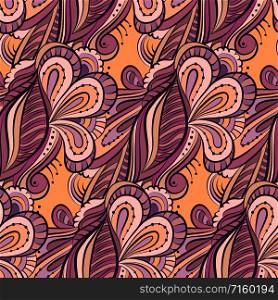 Seamless cartoon hand-drawn pattern with flowers. Endless floral pattern