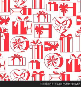 Seamless celebration pattern with gift boxes.. Seamless pattern with gift boxes.
