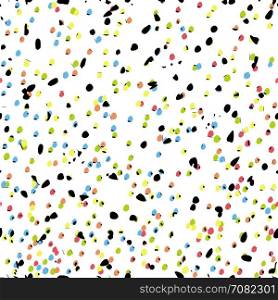 Seamless chaotic colorful glitch particles pattern. Abstract vector background.