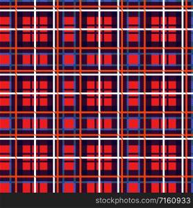 Seamless checkered shades of red, violet, orange, white and blue illustration pattern as a tartan plaid