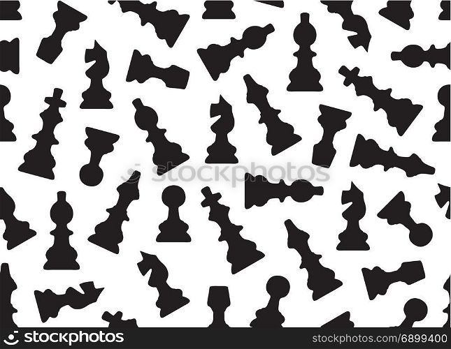 Seamless chess pieces background isolated on white