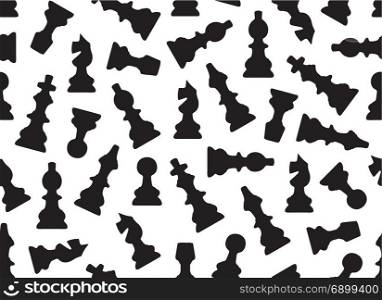 Seamless chess pieces background isolated on white