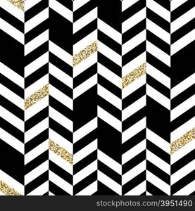 Seamless Chevron Pattern with Glittering Gold Elements