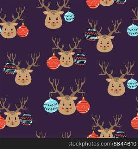 Seamless childish pattern with cute deer. Creative kids texture for fabric, wrapping, textile, wallpaper, apparel. Vector illustration. Seamless childish pattern with cute deer. Creative kids texture for fabric, wrapping, textile, wallpaper, apparel. Vector illustration.