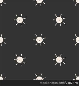 Seamless childish simple pattern for kids with cute sun in modern style. Vector illustration.. Seamless childish simple pattern for kids with cute sun in modern style. Vector illustration